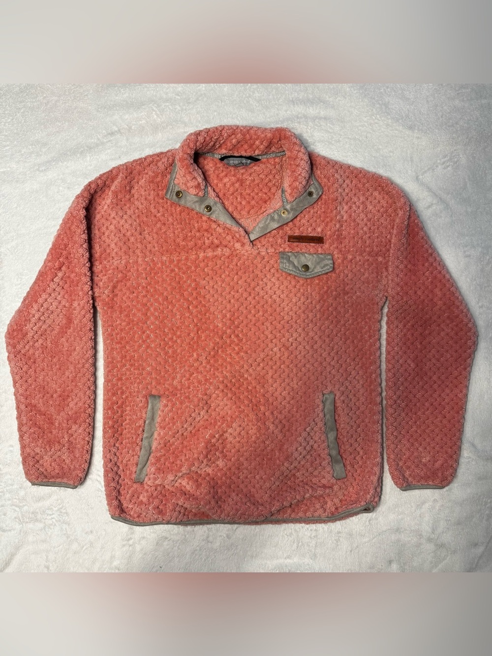 Simply Southern Sherpa Pullover Women’s Small Pink Snap Neck Fleece